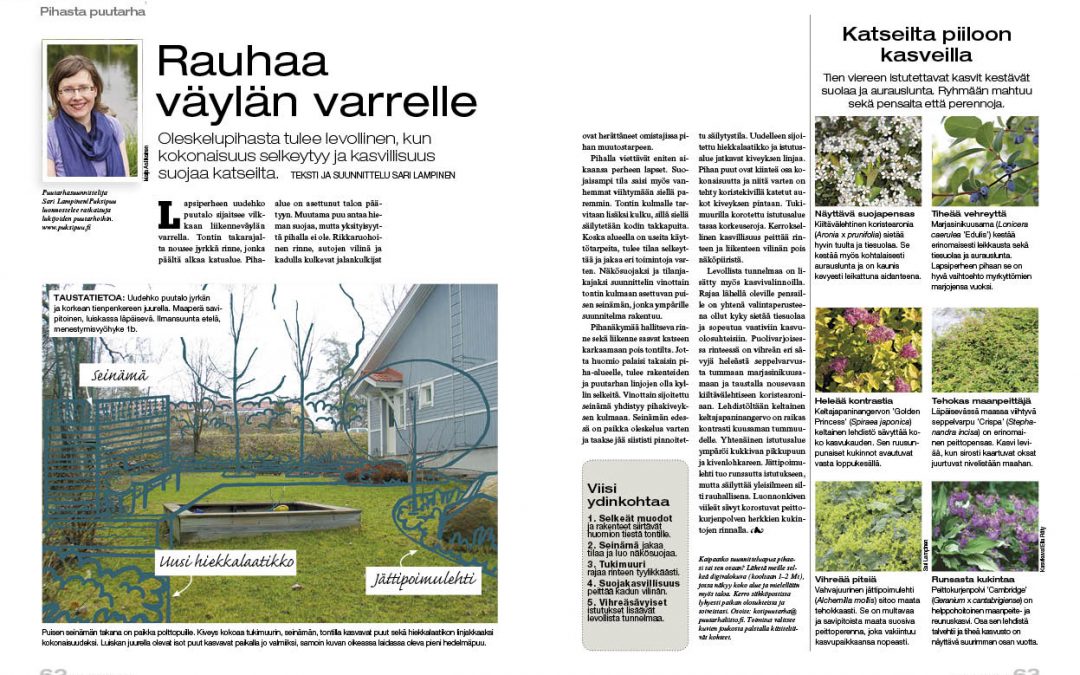 Leikkipiha ja näkösuojaa tielle, KOTIPUUTARHA 3/2013