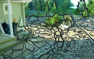 Mökkipiha ja kasveja karuun rinteeseen, KOTIPUUTARHA 7/2012